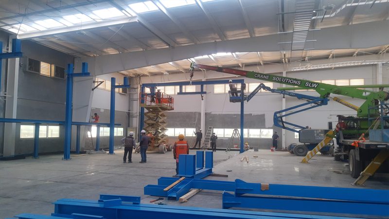 Steel structure erected for the anodizing machine.