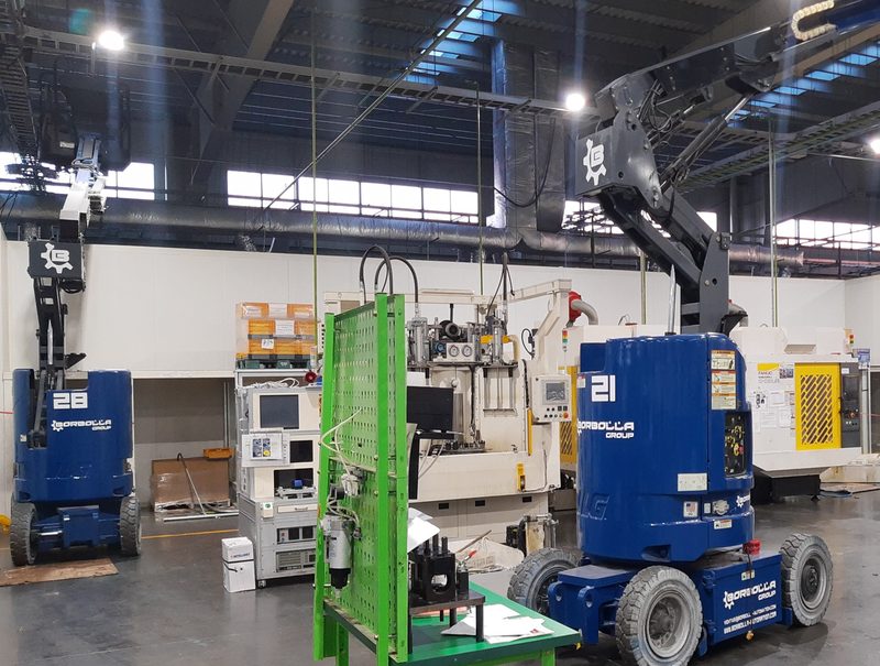 Machines being positioned on the line.