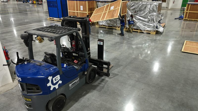 Materials moved into the building.