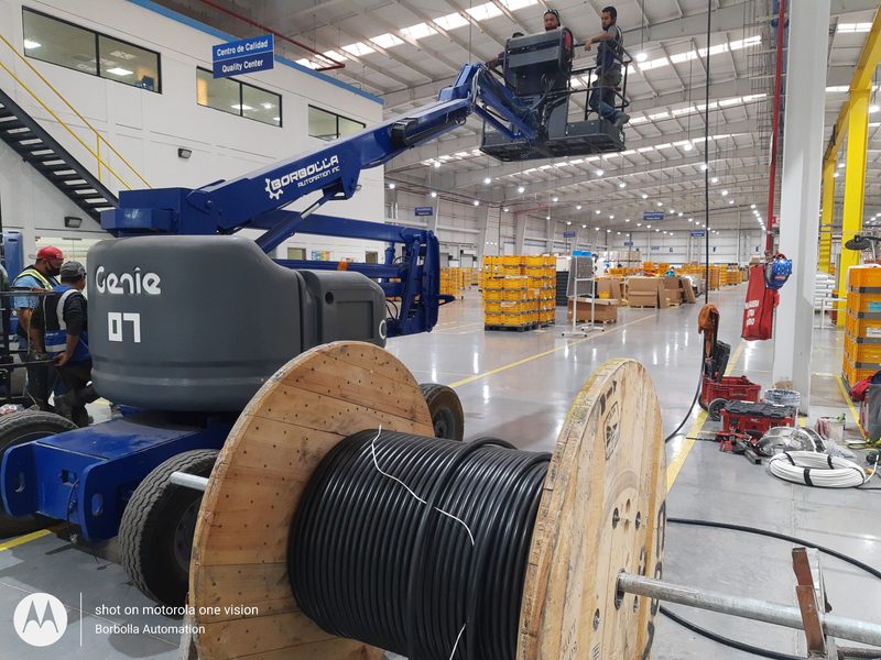 Cable pulled and terminated inside the plant.