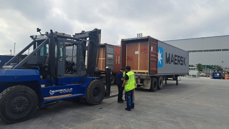 Machine moved into the building through the dock door.