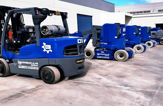 Part of the forklift fleet used on the job.