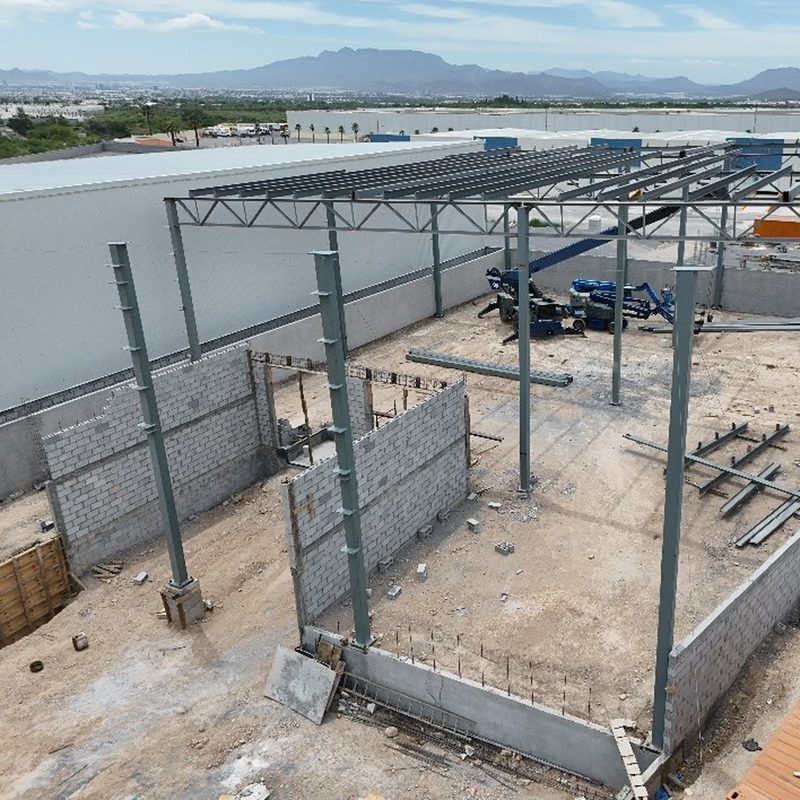 Structure taking shape on the pad.